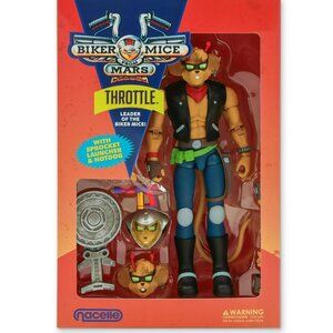 NIB Biker Mice from Mars Throttle Action Figure w/ Sprocket Launcher & Hotdog